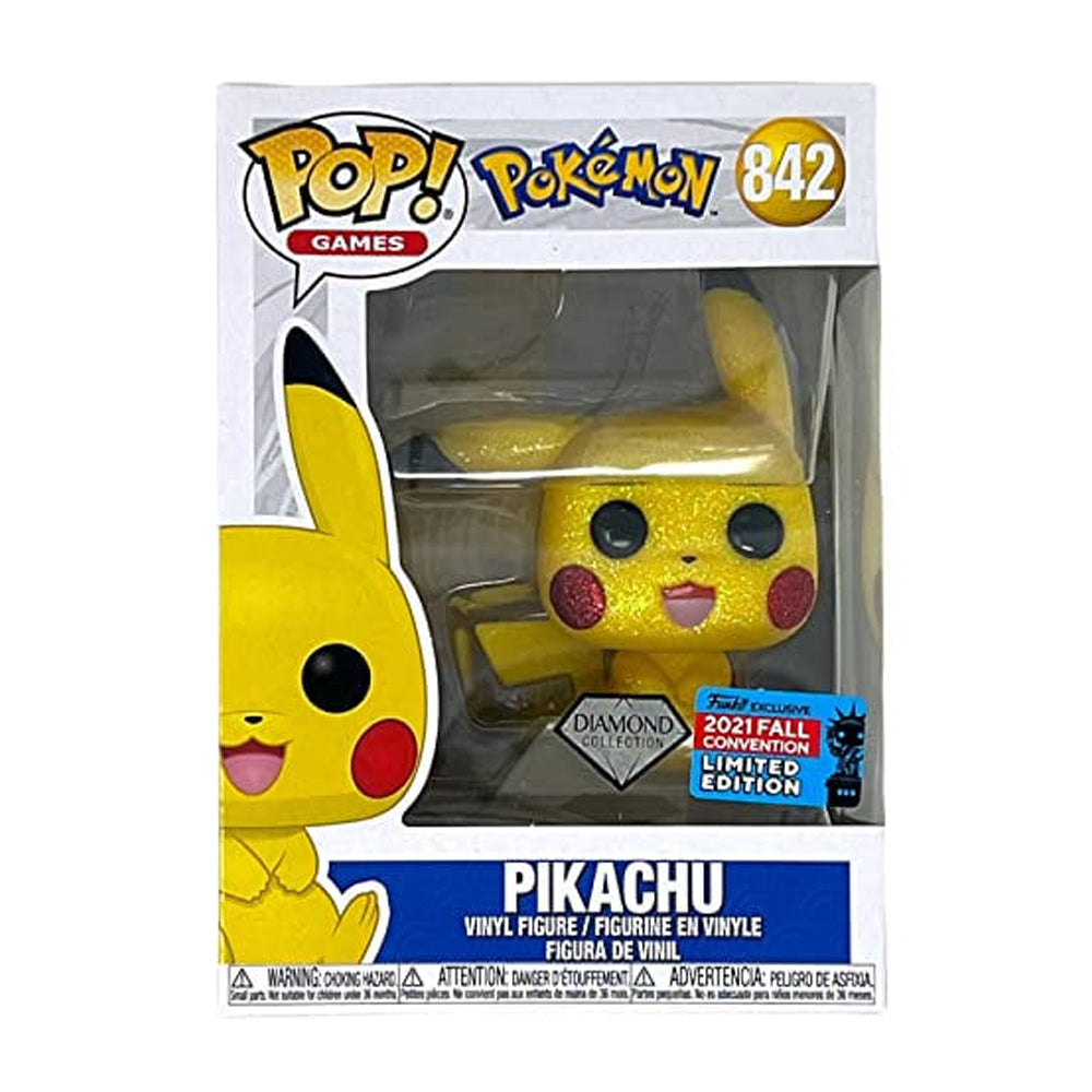 Funko POP! Pikachu - Pokémon #842 Diamond 2021 Fall Convention / Diamond Collection - Signed by Rica Matsumoto in 2024 - AGS certified