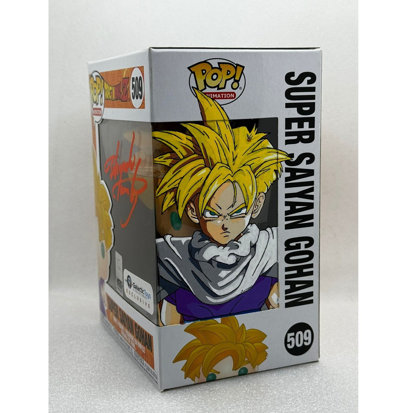 Funko POP! Super Saiyan Gohan - Dragon Ball Z #509 Galactic Toys Exclusive - Custom Art Signed by Takayoshi Tanimoto (Japanese singer)