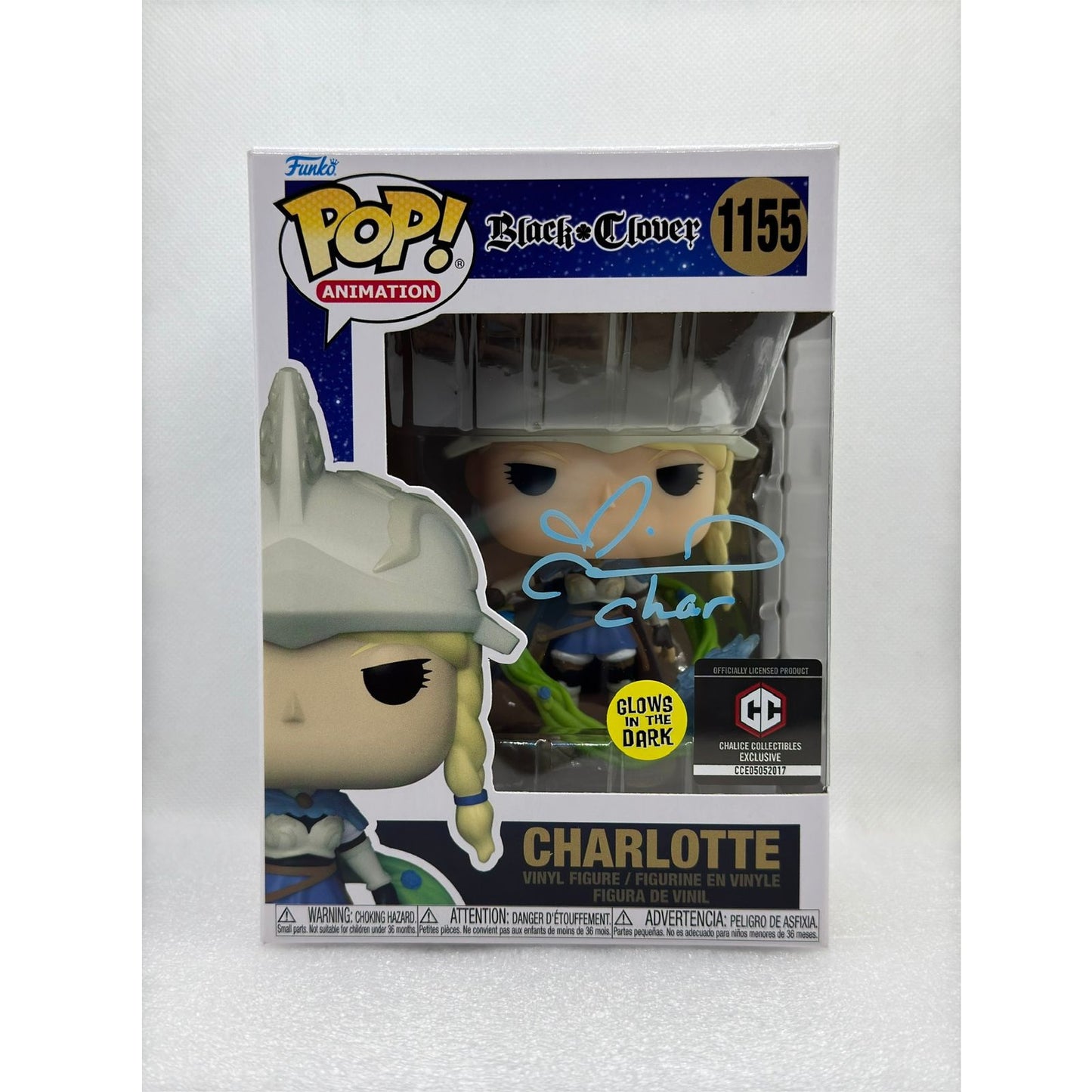 Funko POP! Charlotte (Charla) - Black Clover #1155 Glow + Chalice Collectables Exclusive - Signed by Colleen Clinkenbeard - JSA WA705760