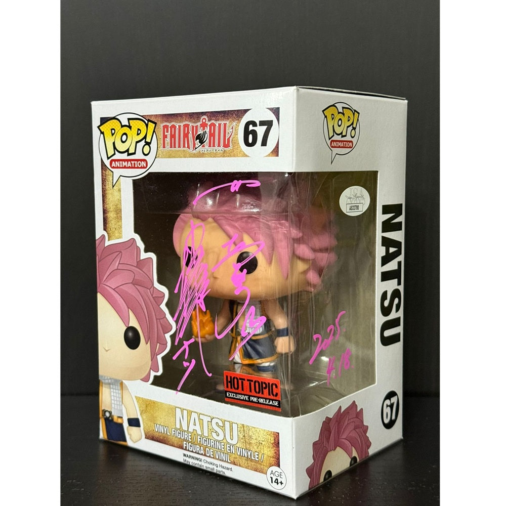 Funko Pop! Natsu - Fairy Tail #67 Hot Topic Pre Release with barcode - Signed by Japanese Voice Actor JVA Tetsuya Kakihara at MEFCC 2025 with JSA