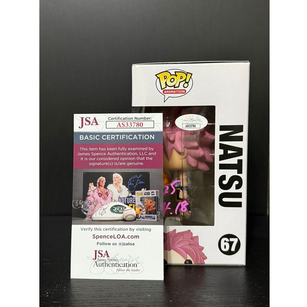 Funko Pop! Natsu - Fairy Tail #67 Hot Topic Pre Release with barcode - Signed by Japanese Voice Actor JVA Tetsuya Kakihara at MEFCC 2025 with JSA