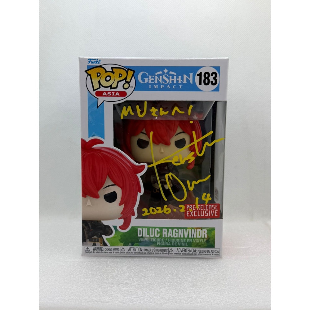 Funko POP! Diluc Ragnvindr - Genshin Impact #183 Signed by JVA Kensho Ono at Animenia Abu Dhabi 2026 - PSA