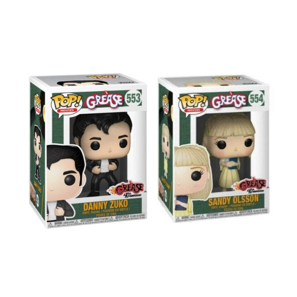 Funko POP Movies ! Danny Zuko #553 + Sandy Olson #554 - Grease