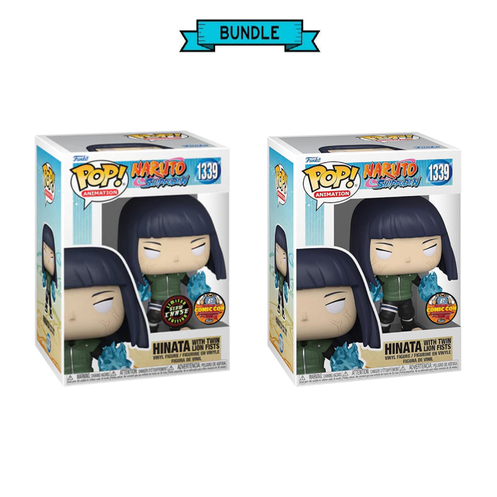 Bundle: Funko POP! Hinata with twin lion fists (Glow Chase, Bahrain Comic Con 2023 Exclusive) + Hinata with twin lion fists (Bahrain Comic Con 2023 Exclusive) - Naruto Shippuden #1339 (X2)