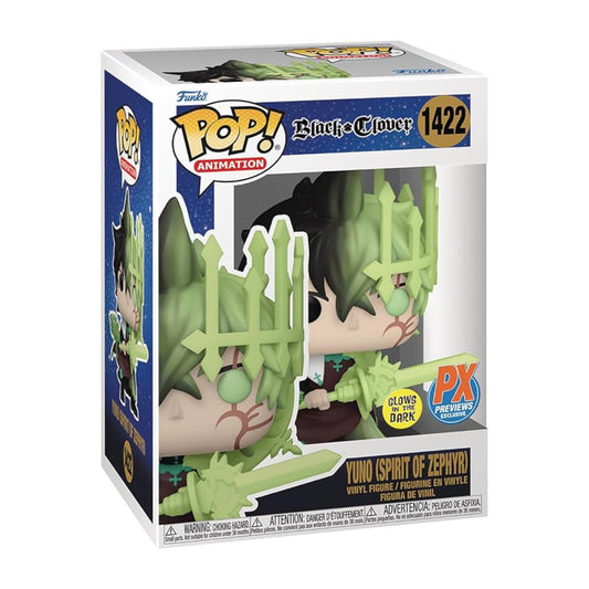 Funko POP! Yuno (Spirit of Zephyr)- Black * Clover #1422 Glows in the Dark + PX Previews Exclusive