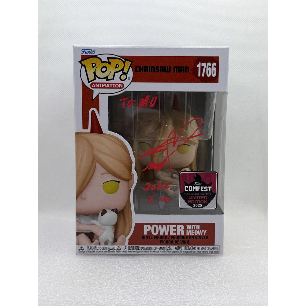 Funko Pop! Power with Meowy - Chainsaw Man #1766 Comfest 2025 Exclusive - Signed by Japanese Voice Actor JVA Fairouz Ai with PSA