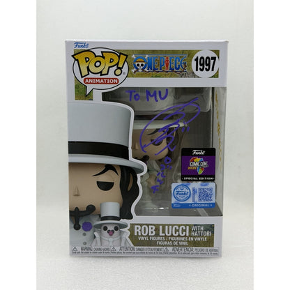 Funko Pop! Rob Lucci with Hattori - One Piece #1997 Africa Comic Con 2025 Exclusive - Signed by Japanese Voice Actor Tomokazu Seki with MEAS Authentication