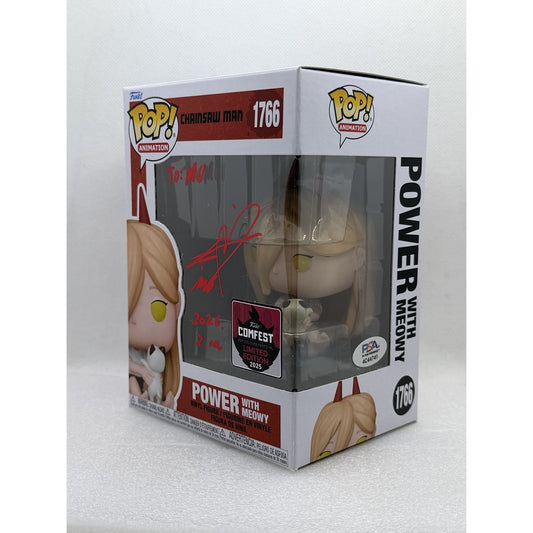 Funko Pop! Power with Meowy - Chainsaw Man #1766 Comfest 2025 Exclusive - Signed by Japanese Voice Actor JVA Fairouz Ai with PSA