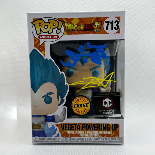 Funko POP! Vegeta Powering Up - Dragon Ball Z #713 Chase + Chalice Collectibles Exclusive - Double Signed - JSA + PSA certified JVA