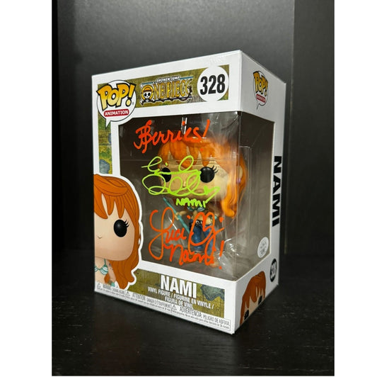 Funko POP! Nami - One Piece #328 - Double Signed by Emily Rudd + Luci Christian - JSA certified AU73031