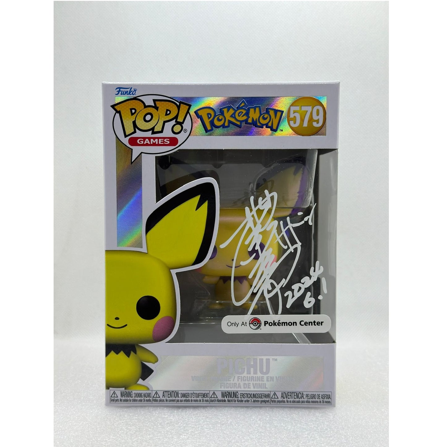 Funko POP! Pichu - Pokémon #579 Pokemon Center - Signed by Rica Matsumoto in 2024 - AGS certified