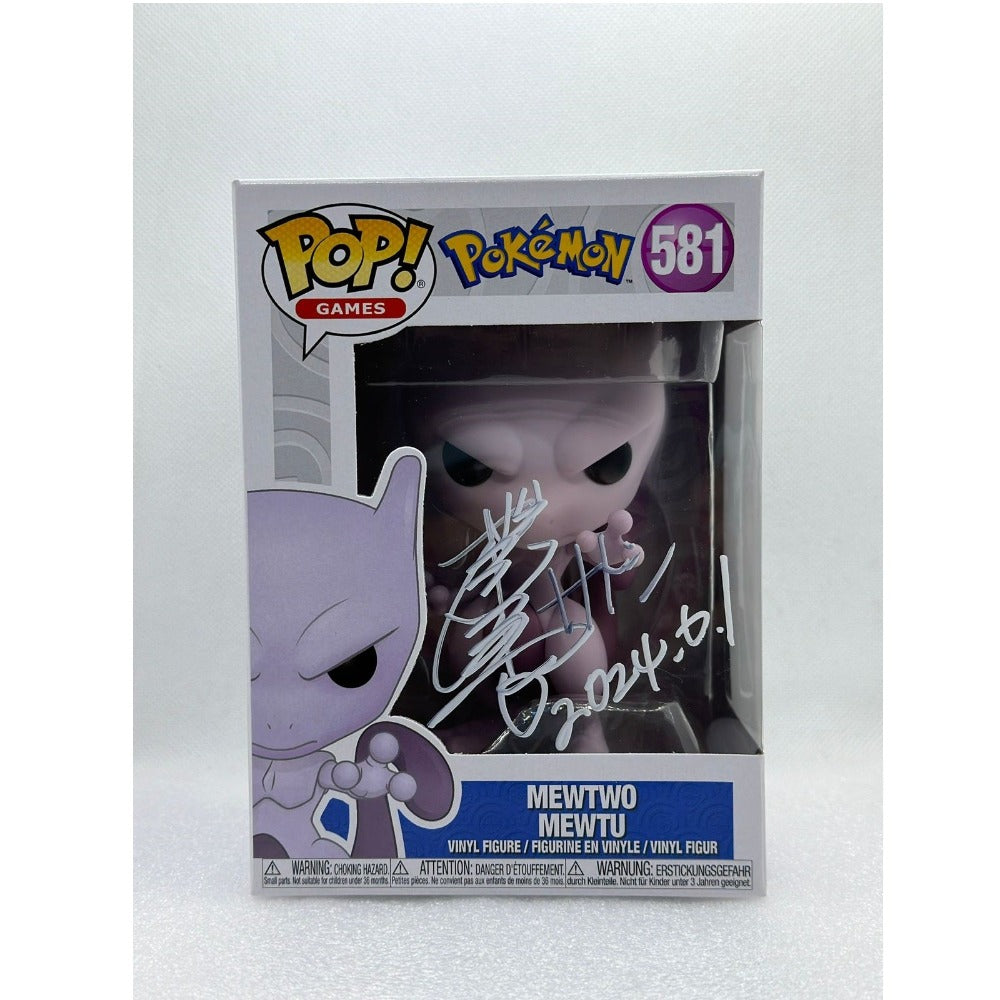 Funko POP! Mewtwo Mewtu - Pokémon #581 - Signed by Rica Matsumoto in 2024 - AGS certified