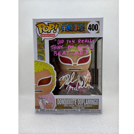 Funko POP! Donquixote Doflamingo - One Piece #400 - Signed by Robert McCollum EVA English voice actor - Monthly pops authentication