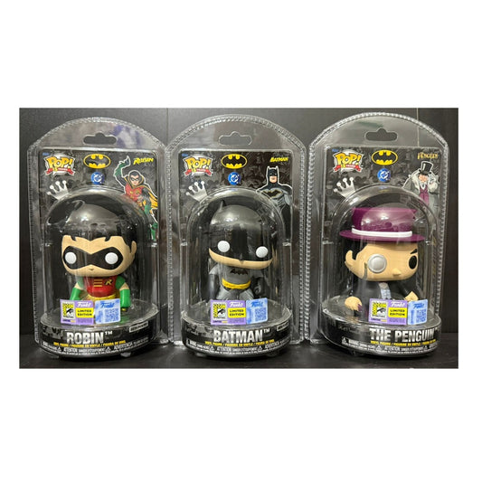 Funko Pop! SDCC 2025 Batman, Robin & Penguin Clamshell Limited 2010 PCS Set 3