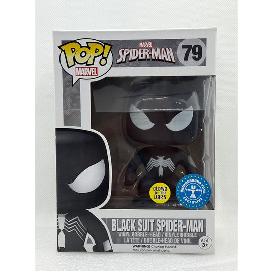 Funko pop! Black Suit Spider-Man  - Marvel #79 - Underground exclusive with barcode + Glows in the Dark