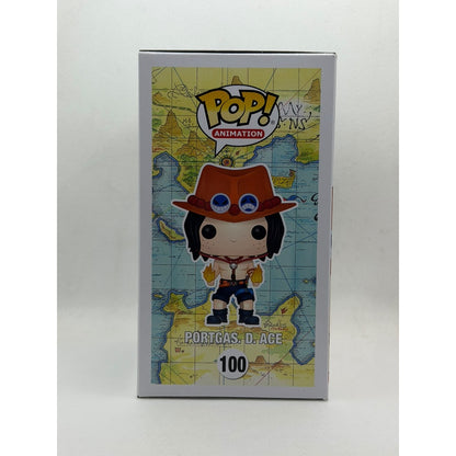 Funko Pop! Portgas D Ace - One Piece #100 - Signed by Japanese Voice Actor JVA Toshio Furukawa with PSA