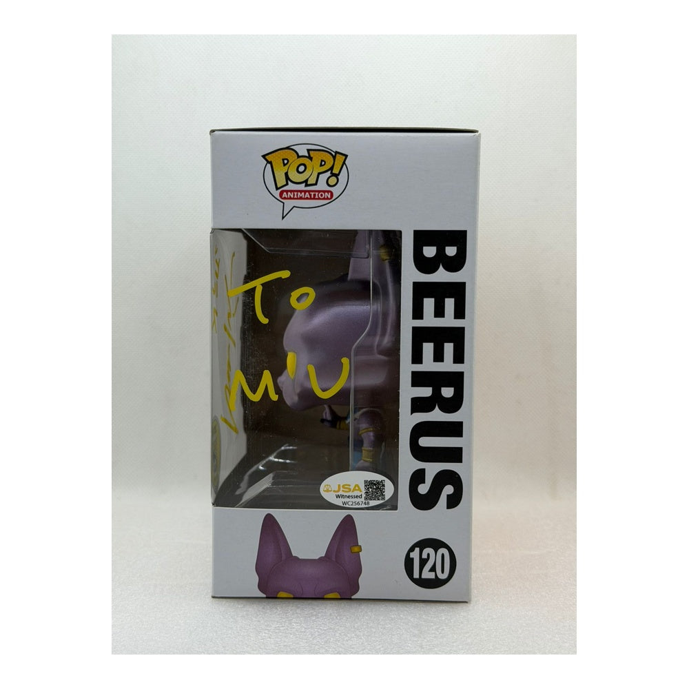 Funko POP! Beerus - Dragon Ball Z  #120 San Diego Comic Con 2016 sticker - Signed by JVA Kōichi Yamadera - JSA