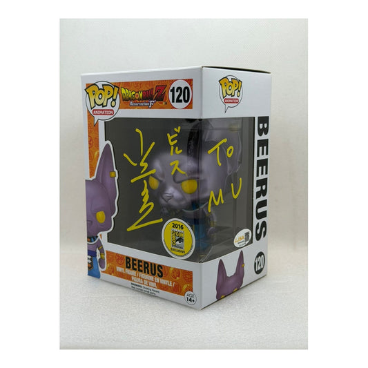 Funko POP! Beerus - Dragon Ball Z  #120 San Diego Comic Con 2016 sticker - Signed by JVA Kōichi Yamadera - JSA