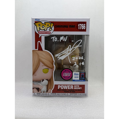Funko Pop! Power with Meowy - Chainsaw Man #1766 Chase - Baltics Comic Con 2025 Exclusive - Signed by Japanese Voice Actor JVA Fairouz Ai with PSA