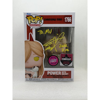 Funko Pop! Power with Meowy - Chainsaw Man #1766 Chase - Comfest 2025 Exclusive - Signed by Japanese Voice Actor JVA Fairouz Ai with PSA