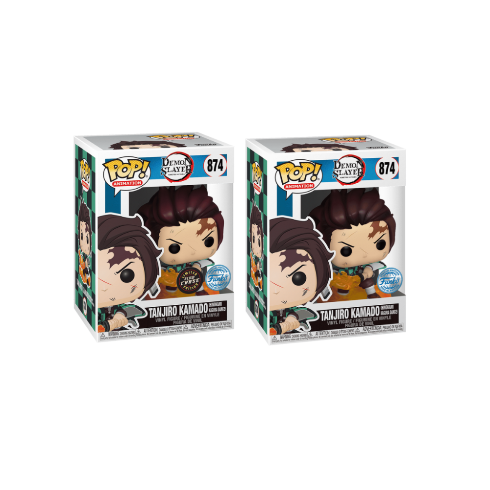 Funko POP! Bundle: Tanjiro Kamado - Demon Slayer #874 Glow Chase Limited Edition - Funko Special Edition 2X pops