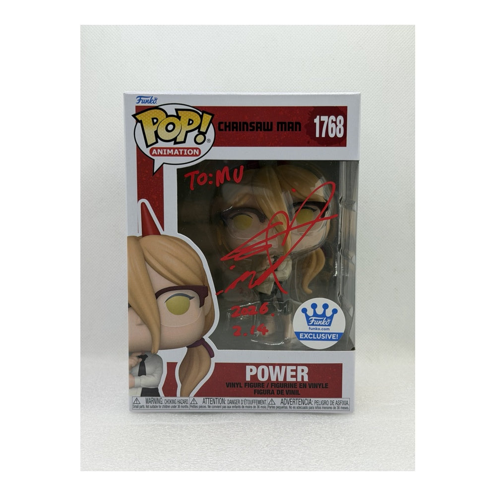 Funko Pop! Power - Chainsaw Man #1768 Funko Exclusive - Signed by Japanese Voice Actor JVA Fairouz Ai with PSA