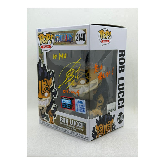 Funko Pop ! Rob Lucci - One Piece #2150 Shared Sticker - Signed by Japanese Voice Actor JVA Tomokazu Seki with MEAS Authentication
