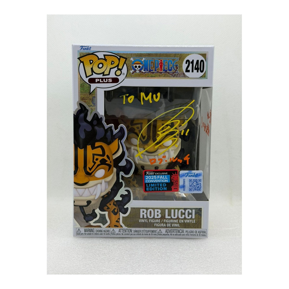 Funko Pop ! Rob Lucci - One Piece #2150 Shared Sticker - Signed by Japanese Voice Actor JVA Tomokazu Seki with MEAS Authentication